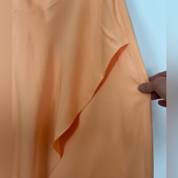 BCBG MAXAZRIA light orange/yellow asymmetrical wrap skirt, side zipper, XS - Picture 6 of 13